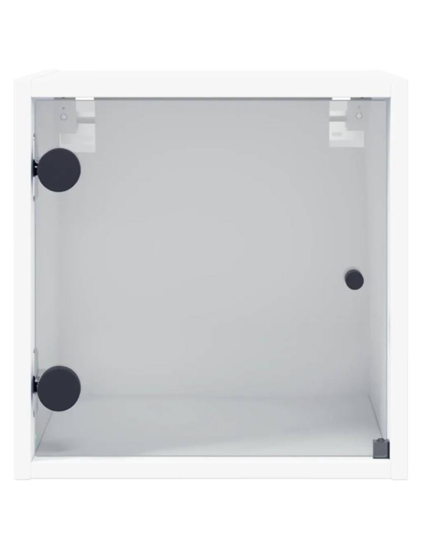 imagem de Mesa de cabeceira Mesa Auxiliar Moderna  c/ porta de vidro 35x37x35 cm branco CFW5023126