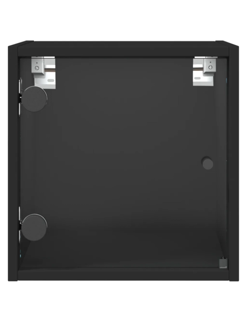 imagem de Mesa de cabeceira Mesa Auxiliar Moderna  c/ porta de vidro 35x37x35 cm preto CFW8623996