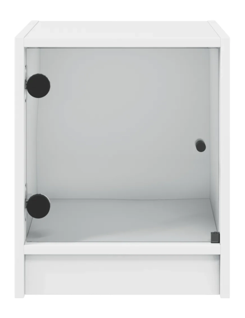 imagem de Mesa de cabeceira Mesa Auxiliar Moderna  c/ porta de vidro 35x37x42 cm branco CFW9776586