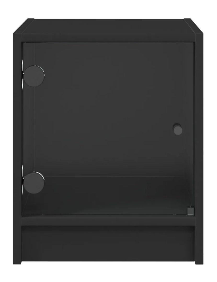 imagem de Mesa de cabeceira Mesa Auxiliar Moderna  c/ porta de vidro 35x37x42 cm preto CFW9566606