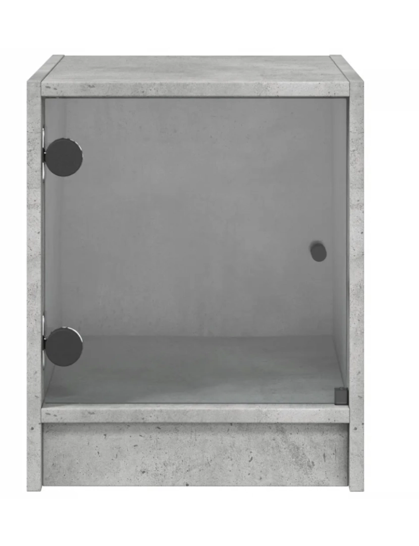 imagem de Mesa de cabeceira Mesa Auxiliar Moderna  c/ porta de vidro 35x37x42cm cinzento cimento CFW6755796