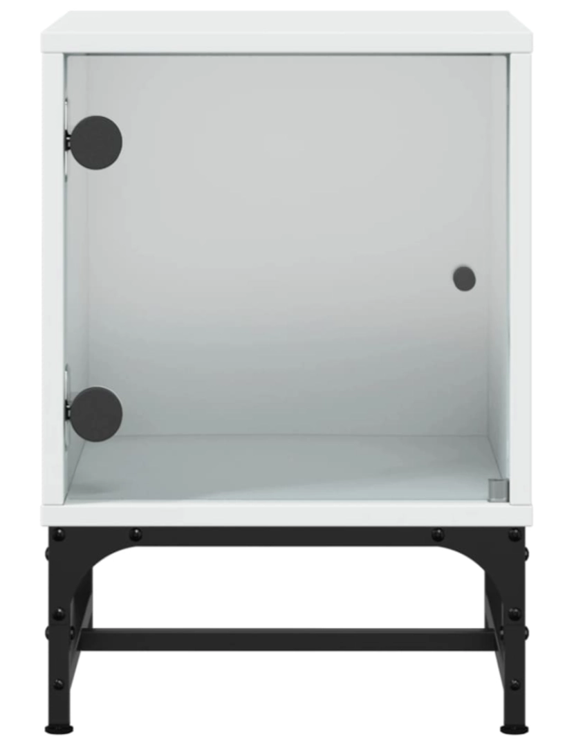 imagem de Mesa de cabeceira Mesa Auxiliar Moderna  c/ porta de vidro 35x37x50 cm branco CFW4015126