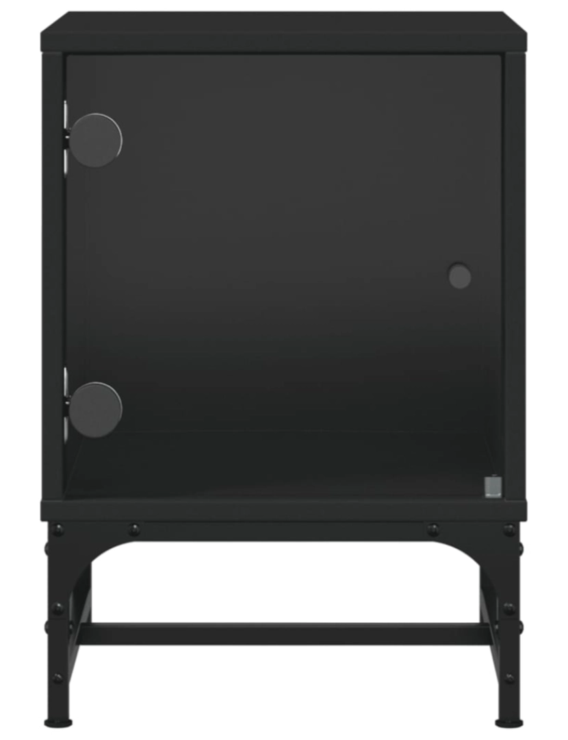 imagem de Mesa de cabeceira Mesa Auxiliar Moderna  c/ porta de vidro 35x37x50 cm preto CFW7585996