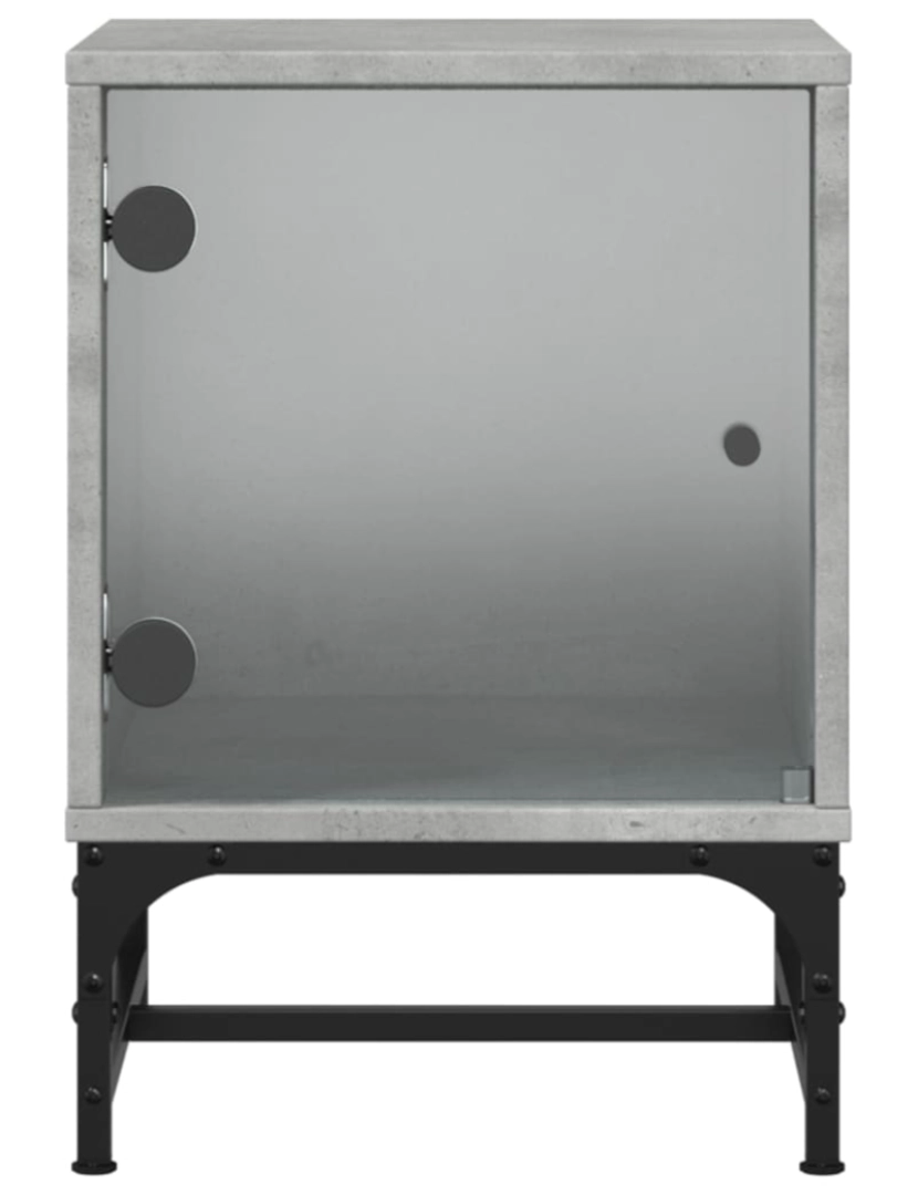 imagem de Mesa de cabeceira Mesa Auxiliar Moderna  c/ porta de vidro 35x37x50cm cinzento cimento CFW2546266