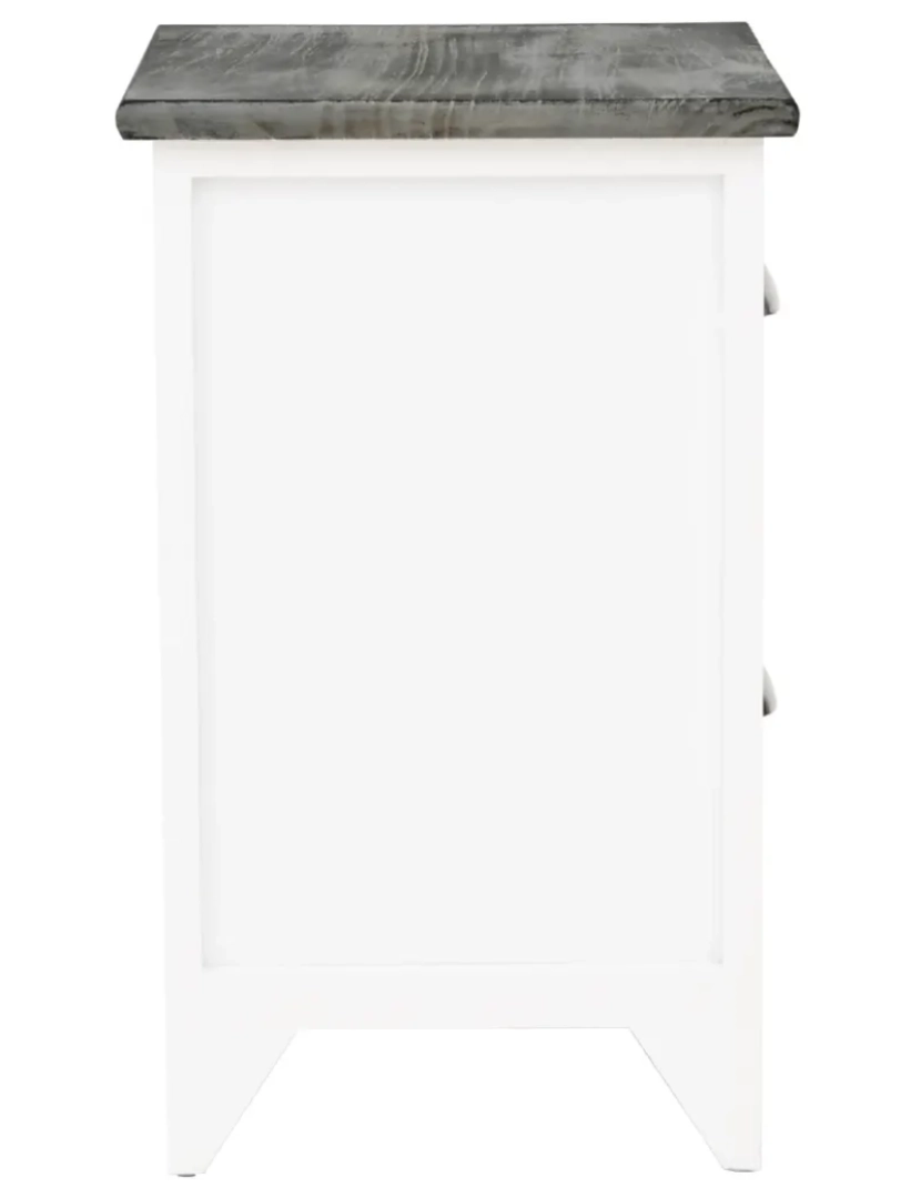 imagem de 2 pcs Mesa de cabeceira Mesa Auxiliar Moderna  com 2 gaveta cinzento e branco CFW7045067
