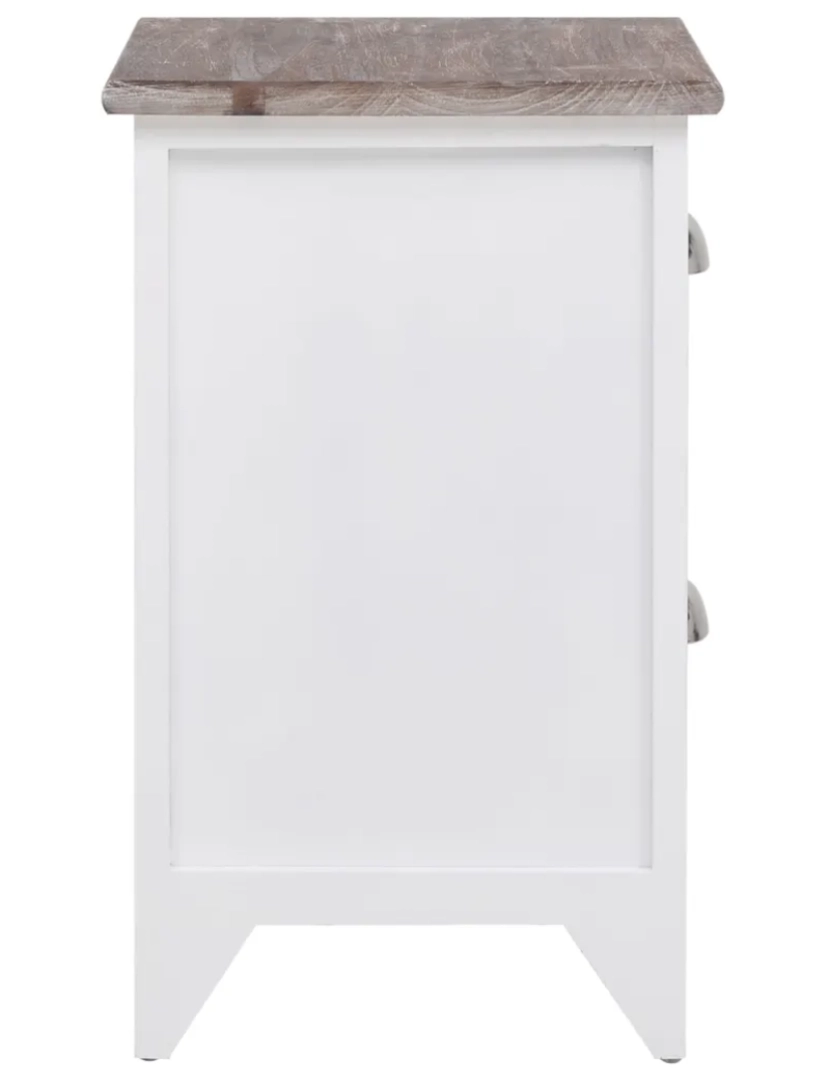 imagem de 2 pcs Mesa de cabeceira Mesa Auxiliar Moderna  com 2 gavetas castanho e branco CFW2249476