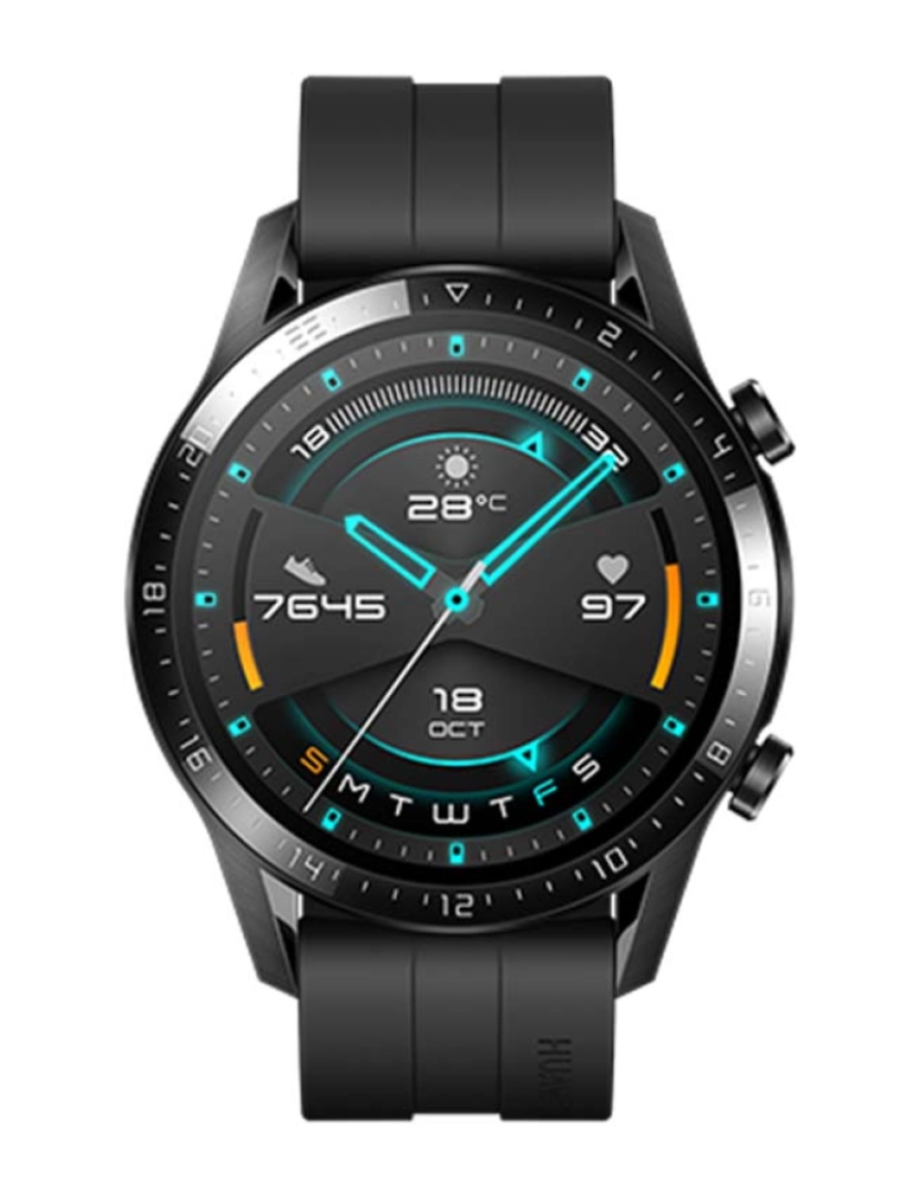 HUAWEI  - Huawei Watch GT 2 46mm Mostrador: Black  Pulseira: Rubber Black  Grau A+