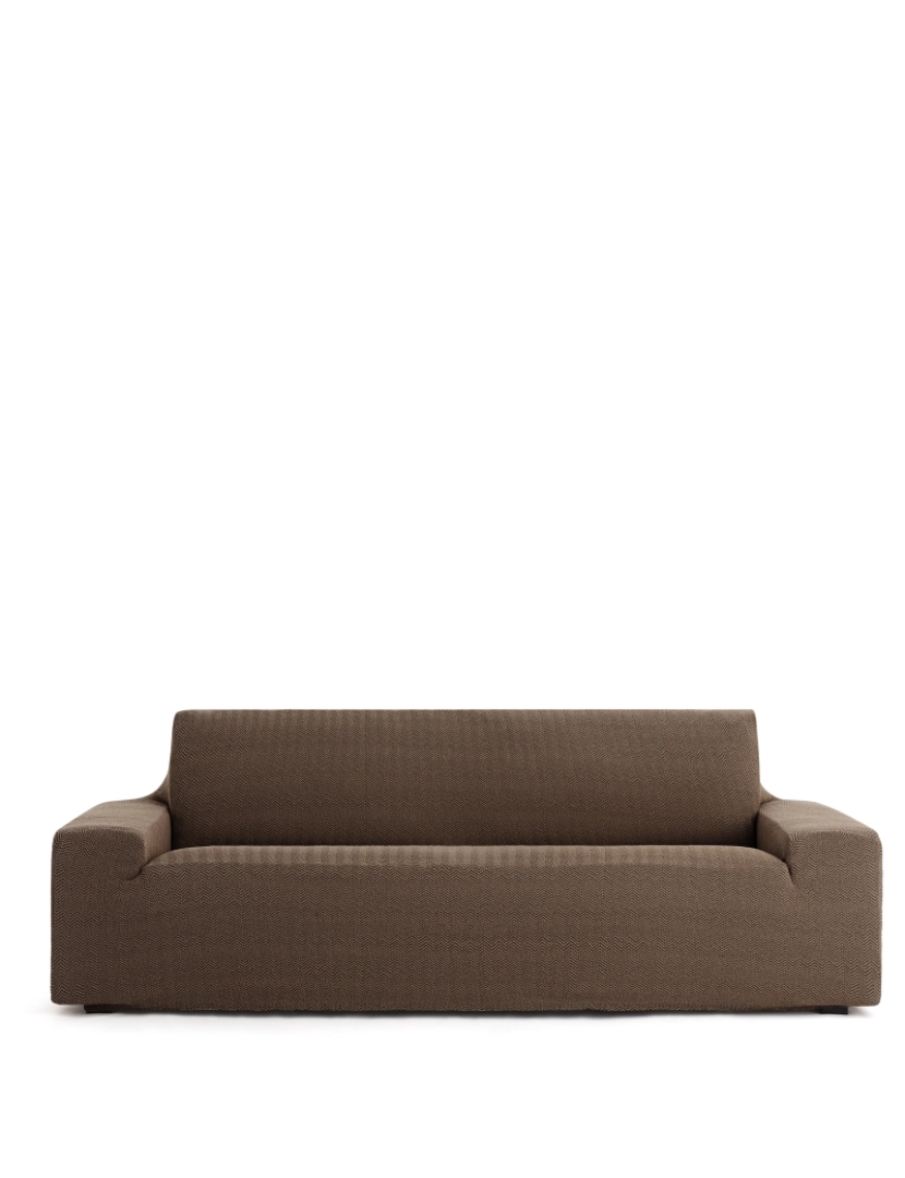 Milica - Capa de sofá de 2 lugares Jaz Premium. Tecido multielástico, capa adaptável a todos os tipos de sofás. Cor marron.