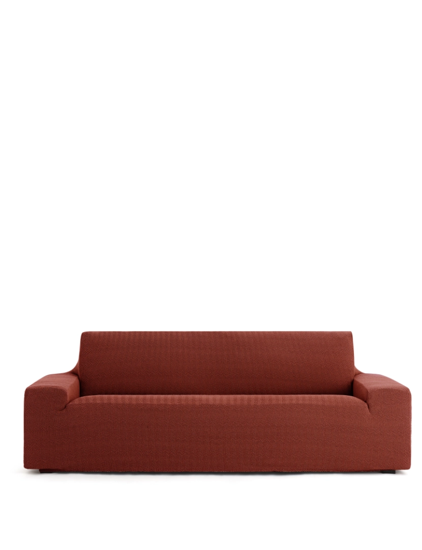 Milica - Capa de sofá de 2 lugares Jaz Premium. Tecido multielástico, capa adaptável a todos os tipos de sofás. Cor caldeira.