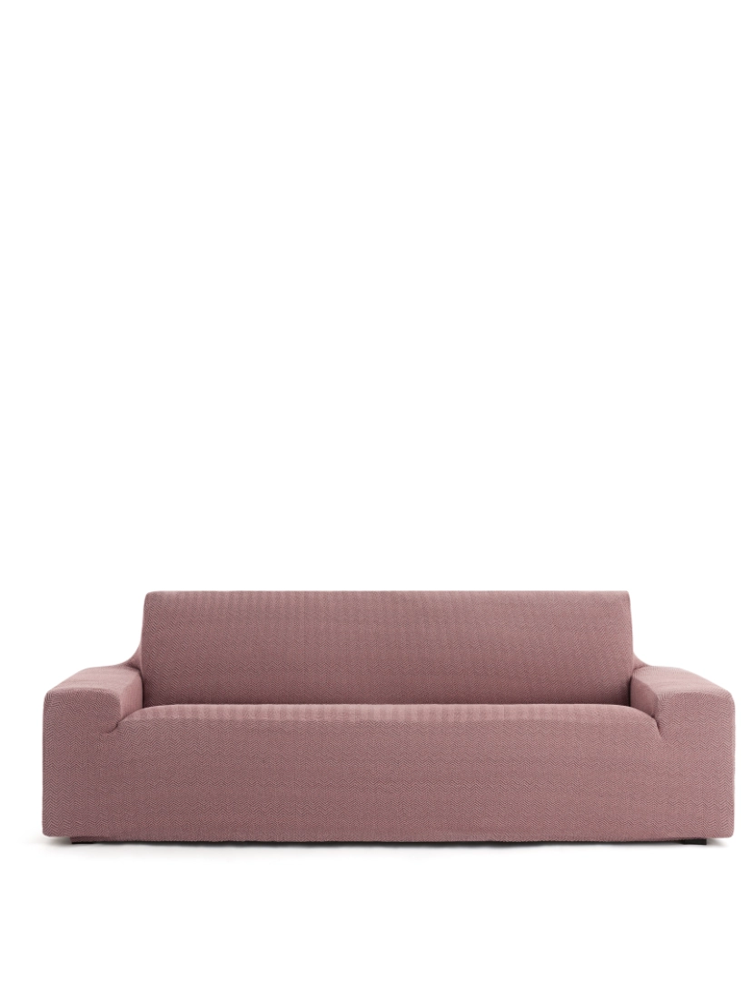 imagem de Capa de sofá de 3 lugares Jaz Premium. Tecido multielástico, capa adaptável a todos os tipos de sofás. Cor rosa.1