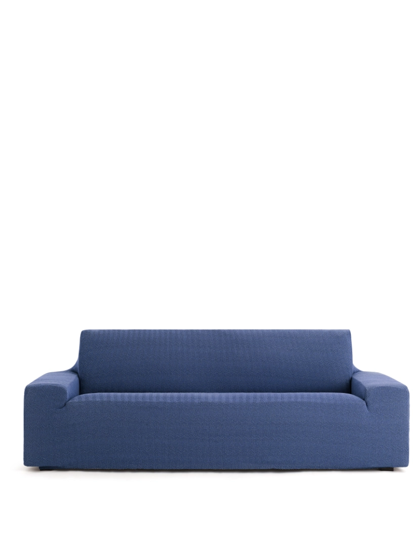 Milica - Capa de sofá de 3 lugares Jaz Premium. Tecido multielástico, capa adaptável a todos os tipos de sofás. Cor azul.