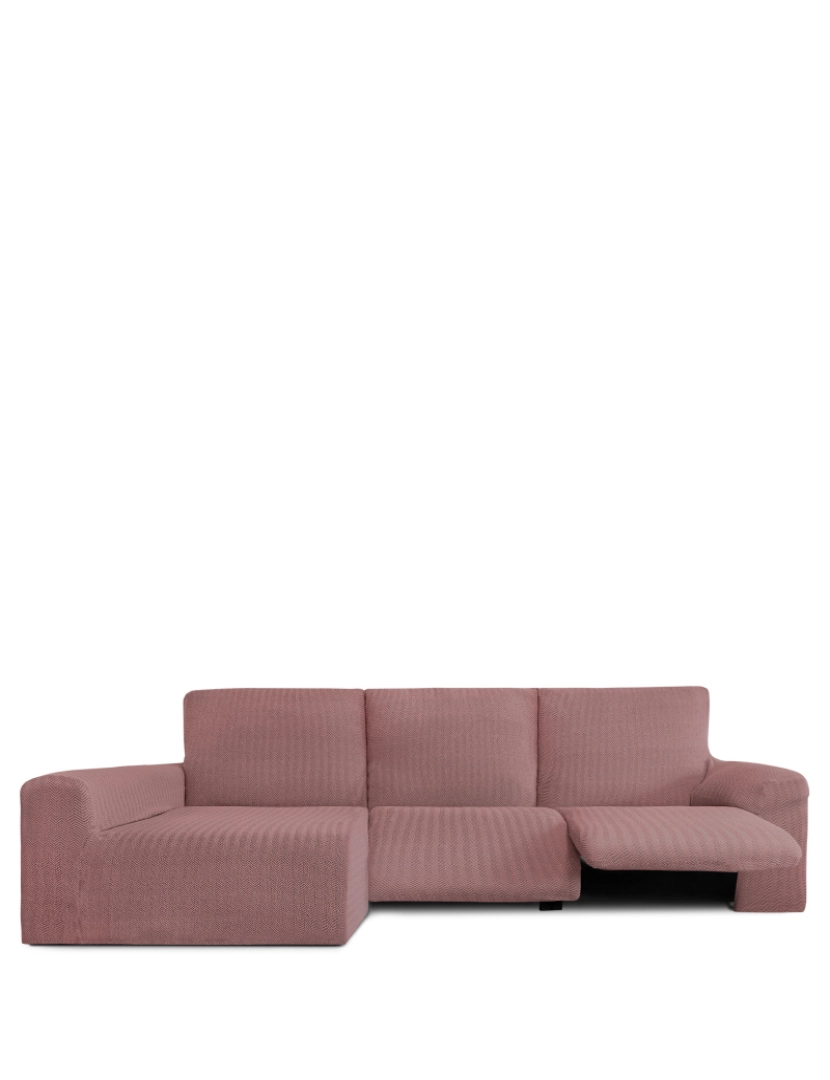 Milica - Capa de sofá chaise longue relax deixou   Premium Jaz. Tecido multielástico, capa adaptável a todos os tipos de sofás. Cor rosa.