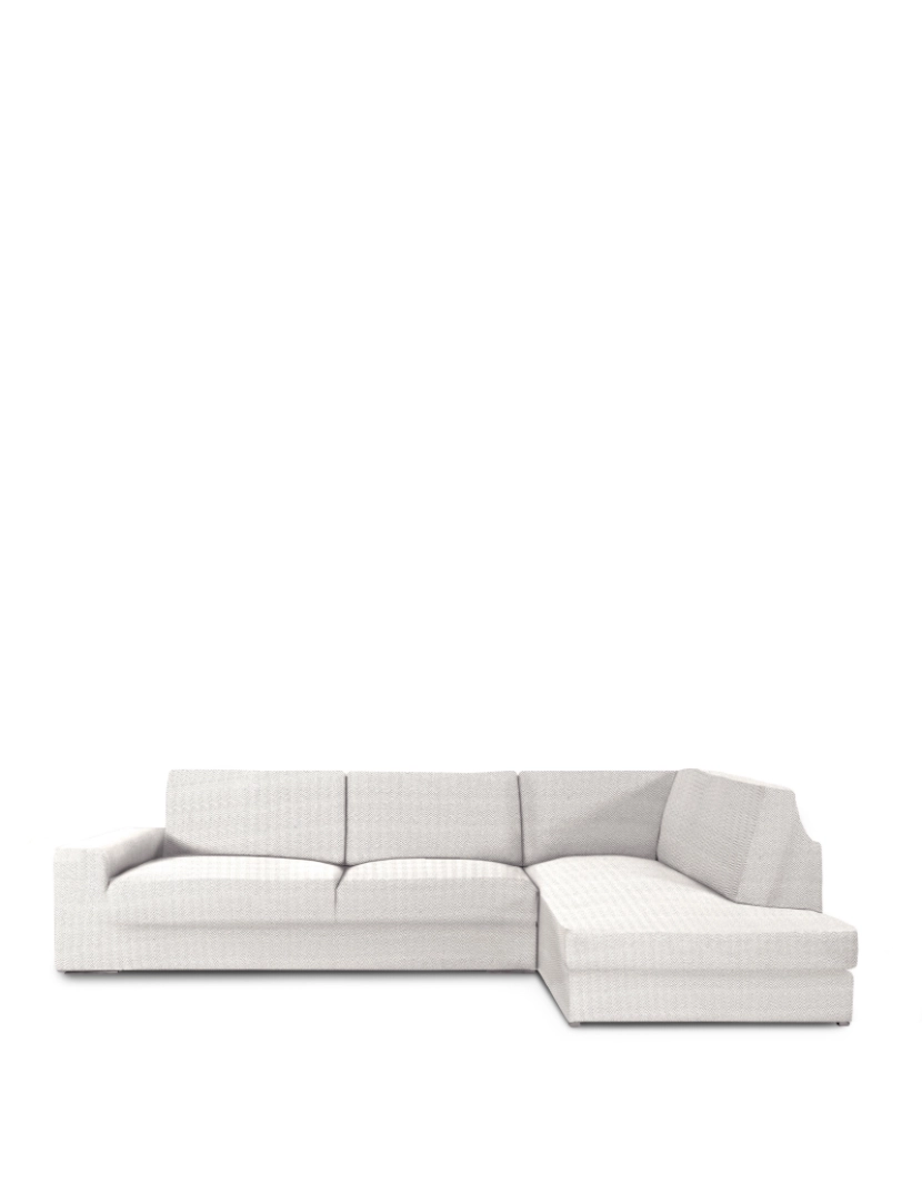 Milica - Capa de sofá chaise longue canto direita Premium Jaz. Tecido multielástico, capa adaptável a todos os tipos de sofás. Cor crua.
