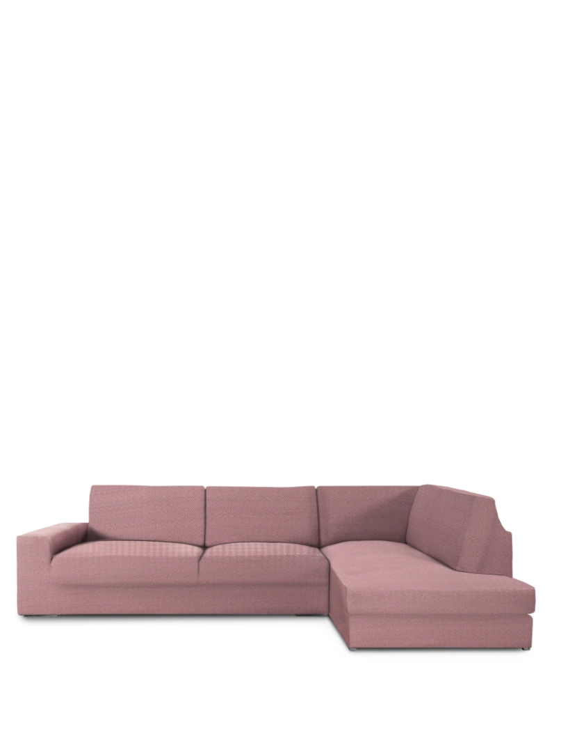 Milica - Capa de sofá chaise longue canto direita Premium Jaz. Tecido multielástico, capa adaptável a todos os tipos de sofás. Cor rosa.