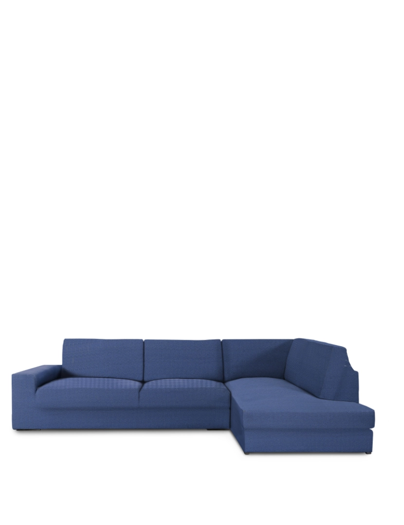 Milica - Capa de sofá chaise longue canto direita Premium Jaz. Tecido multielástico, capa adaptável a todos os tipos de sofás. Cor azul.