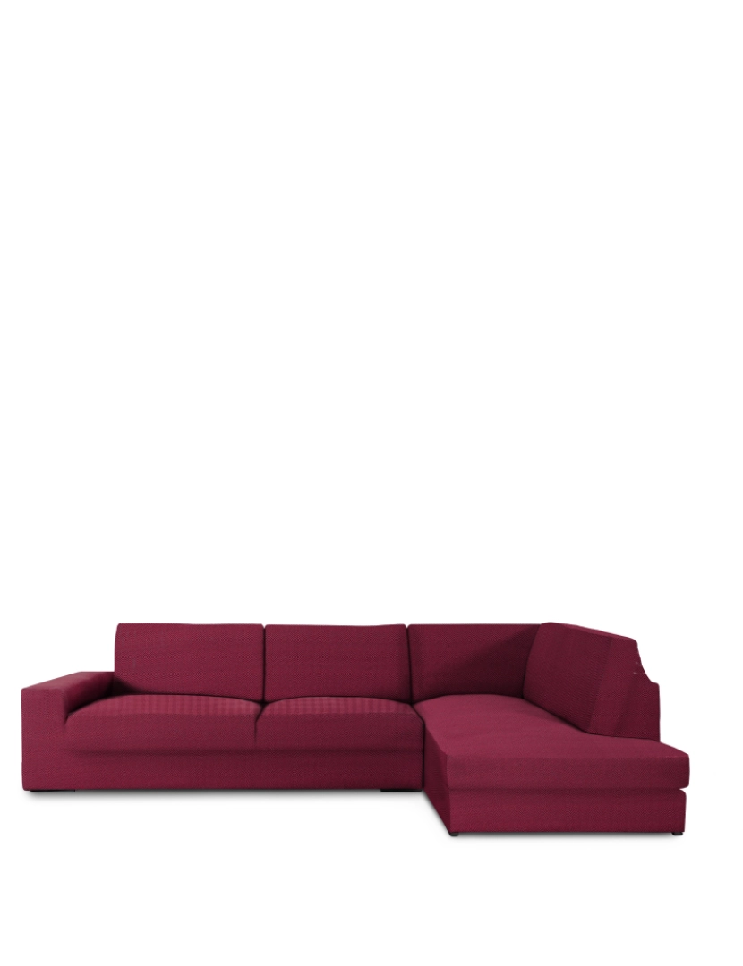 Milica - Capa de sofá chaise longue canto direita Premium Jaz. Tecido multielástico, capa adaptável a todos os tipos de sofás. Cor borgonha.