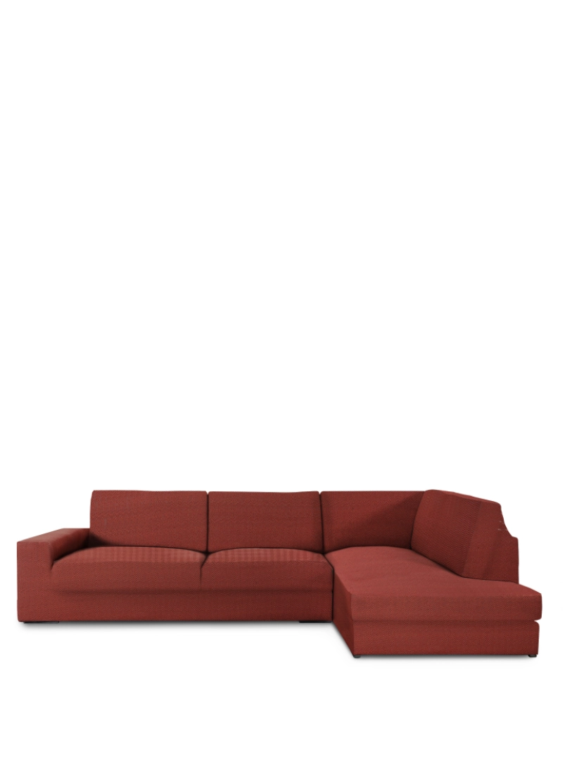 Milica - Capa de sofá chaise longue canto direita Premium Jaz. Tecido multielástico, capa adaptável a todos os tipos de sofás. Cor caldeira.