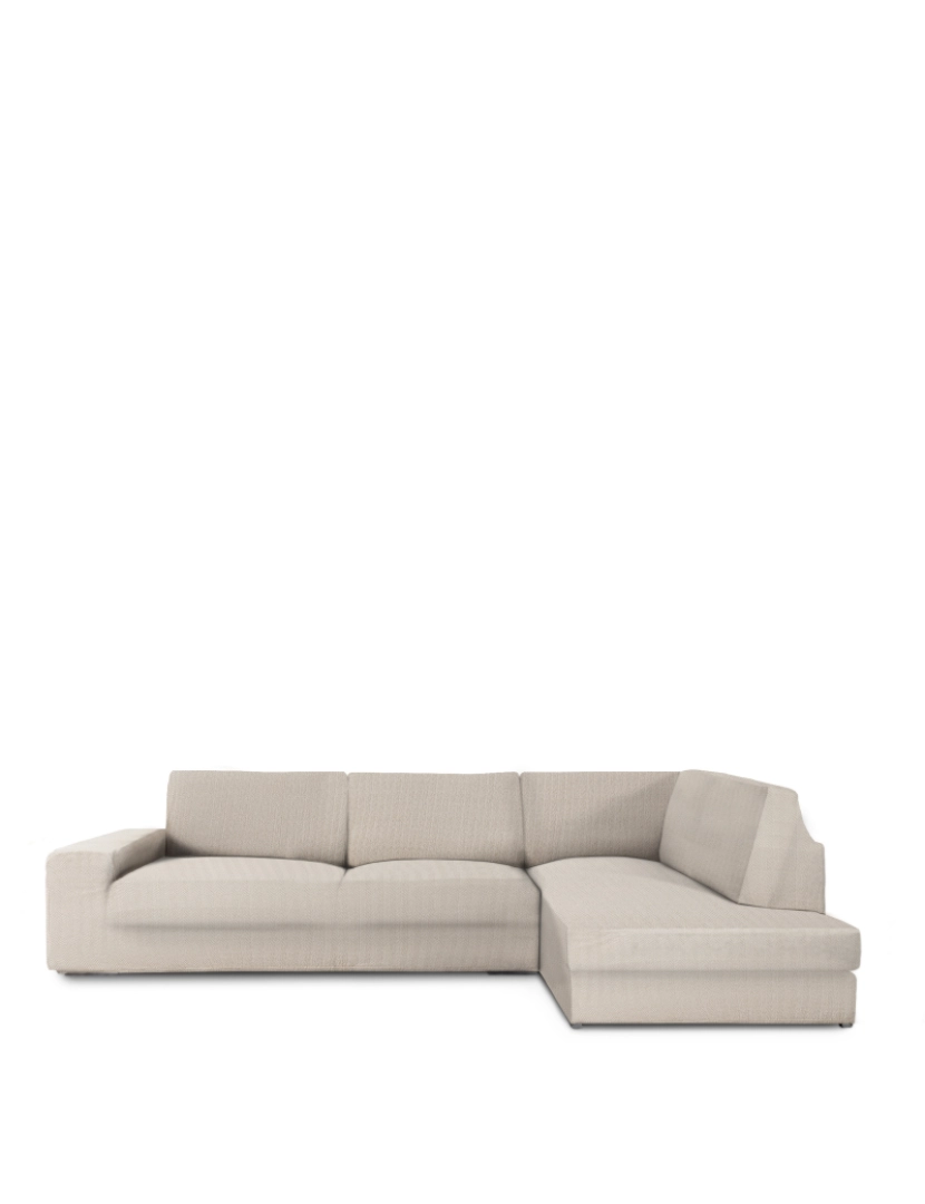 Milica - Capa de sofá chaise longue canto direita Premium Jaz. Tecido multielástico, capa adaptável a todos os tipos de sofás. Cor linho.