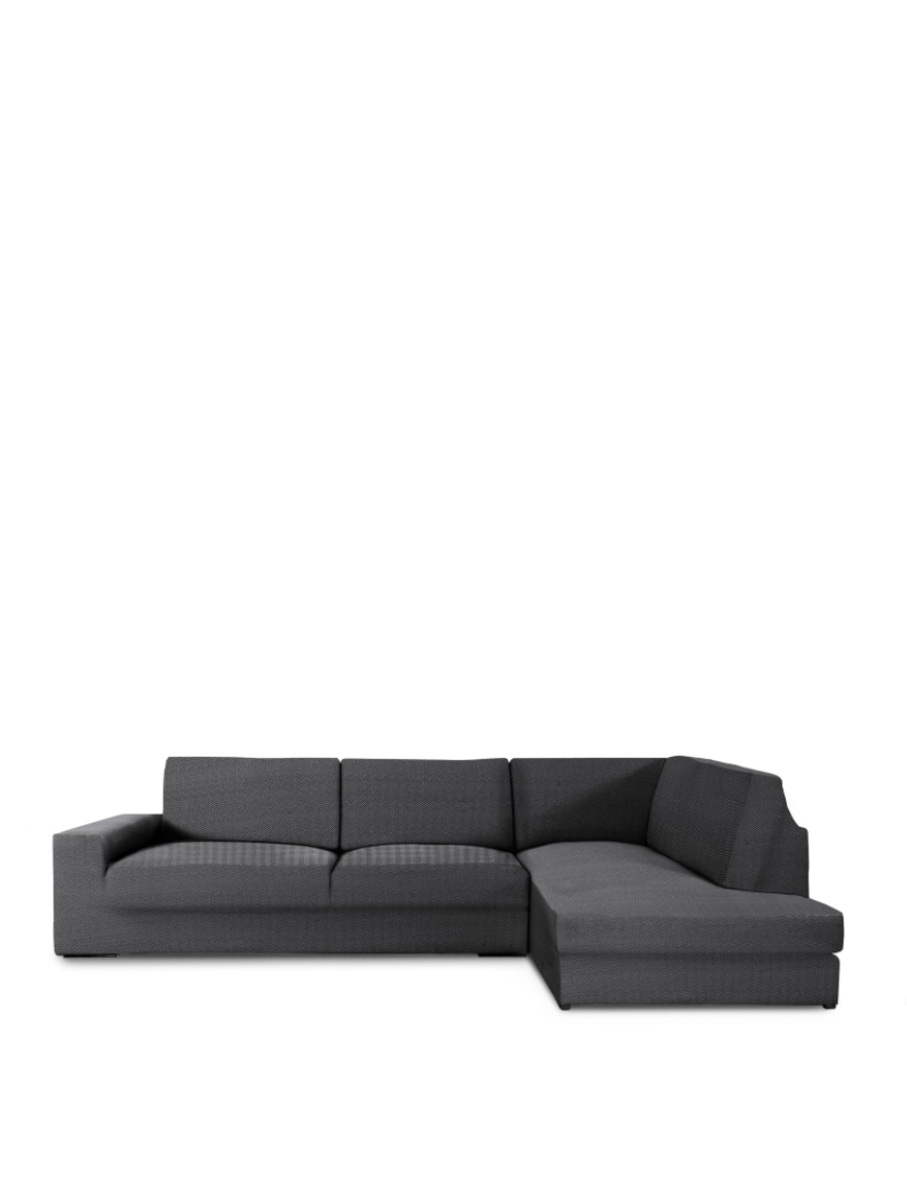 Milica - Capa de sofá chaise longue canto direita Premium Jaz. Tecido multielástico, capa adaptável a todos os tipos de sofás. Cor da cinza escuro.