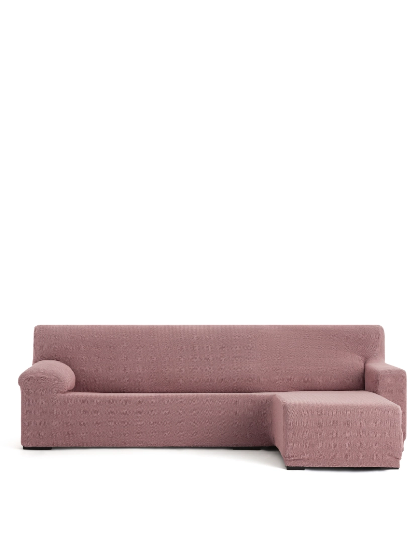 imagem de Capa de sofá chaise longue direita para braço curto Premium Jaz. Tecido multielástico, capa adaptável a todos os tipos de sofás chaise longue. Cor rosa.1