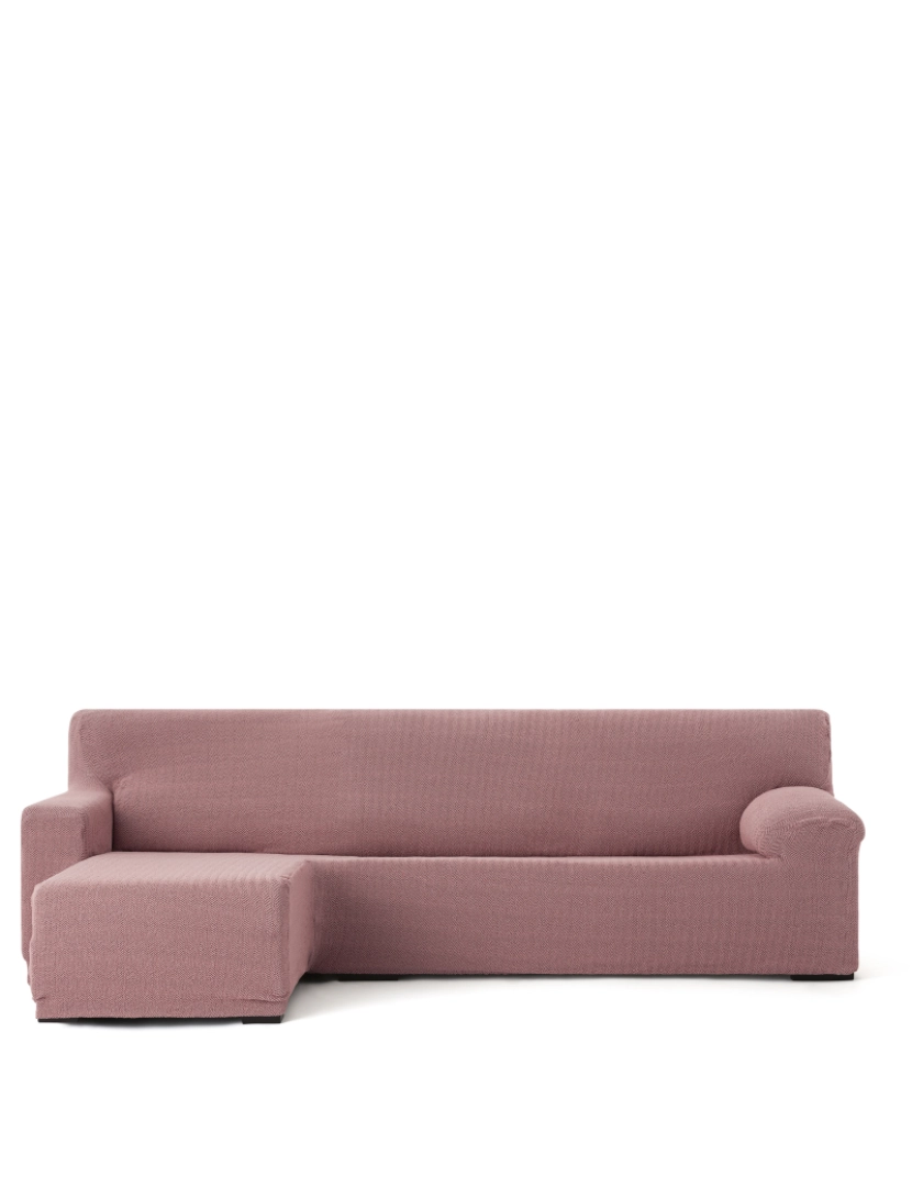 Milica - Capa de sofá chaise longue deixou para braço curto  Premium Jaz. Tecido multielástico, capa adaptável a todos os tipos de sofás chaise longue. Cor rosa.