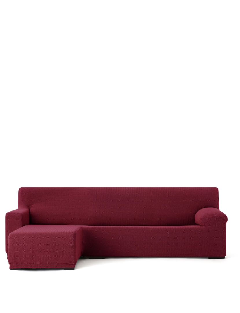 Milica - Capa de sofá chaise longue deixou para braço curto  Premium Jaz. Tecido multielástico, capa adaptável a todos os tipos de sofás chaise longue. Cor borgonha.