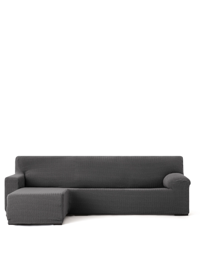 Milica - Capa de sofá chaise longue deixou para braço curto  Premium Jaz. Tecido multielástico, capa adaptável a todos os tipos de sofás chaise longue. Cor da cinza escuro.