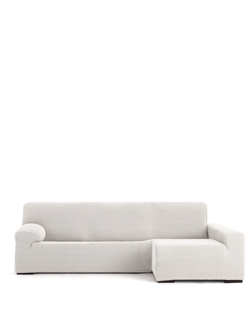 Milica - Capa de sofá chaise longue direita Premium Jaz. Tecido multielástico, capa adaptável a todos os tipos de sofás chaise longue. Cor crua.