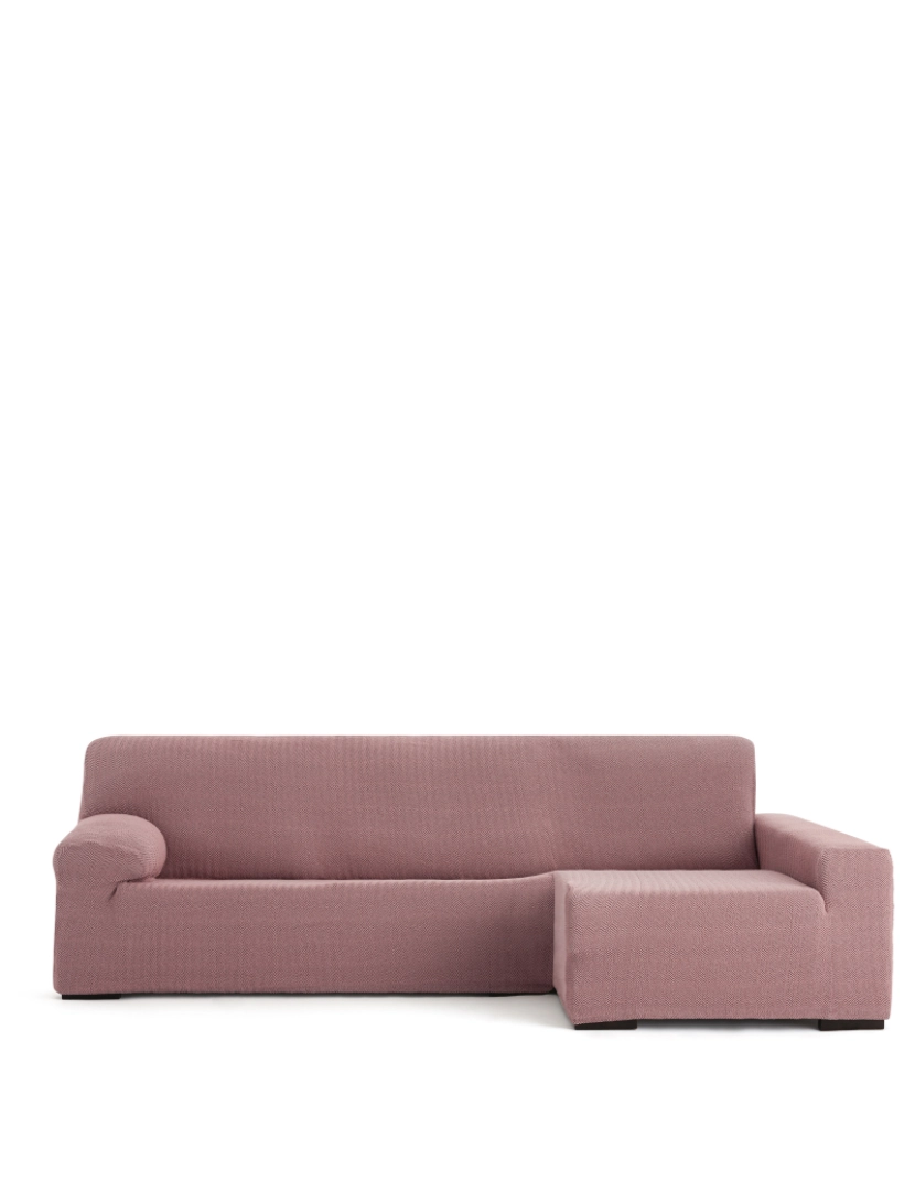 Milica - Capa de sofá chaise longue direita Premium Jaz. Tecido multielástico, capa adaptável a todos os tipos de sofás chaise longue. Cor rosa.
