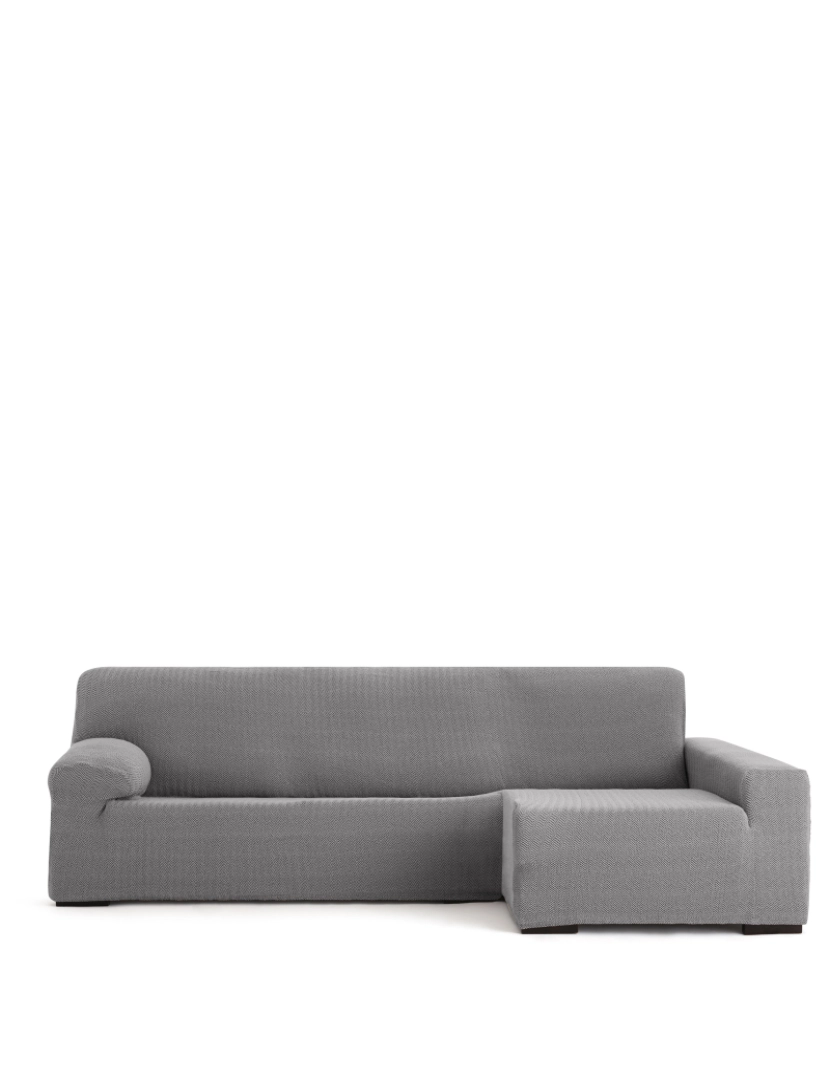 Milica - Capa de sofá chaise longue direita Premium Jaz. Tecido multielástico, capa adaptável a todos os tipos de sofás chaise longue. Cor cinza.
