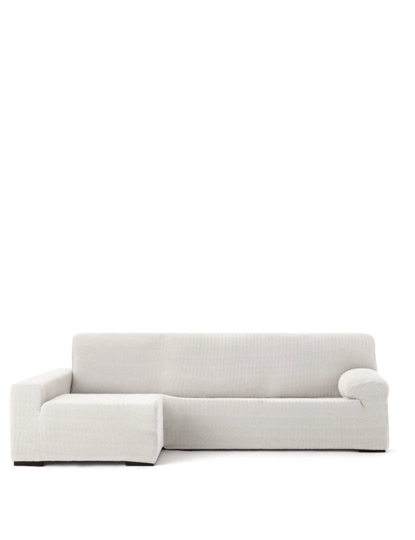 Milica - Capa de sofá chaise longue deixou  Premium Jaz. Tecido multielástico, capa adaptável a todos os tipos de sofás chaise longue. Cor crua.