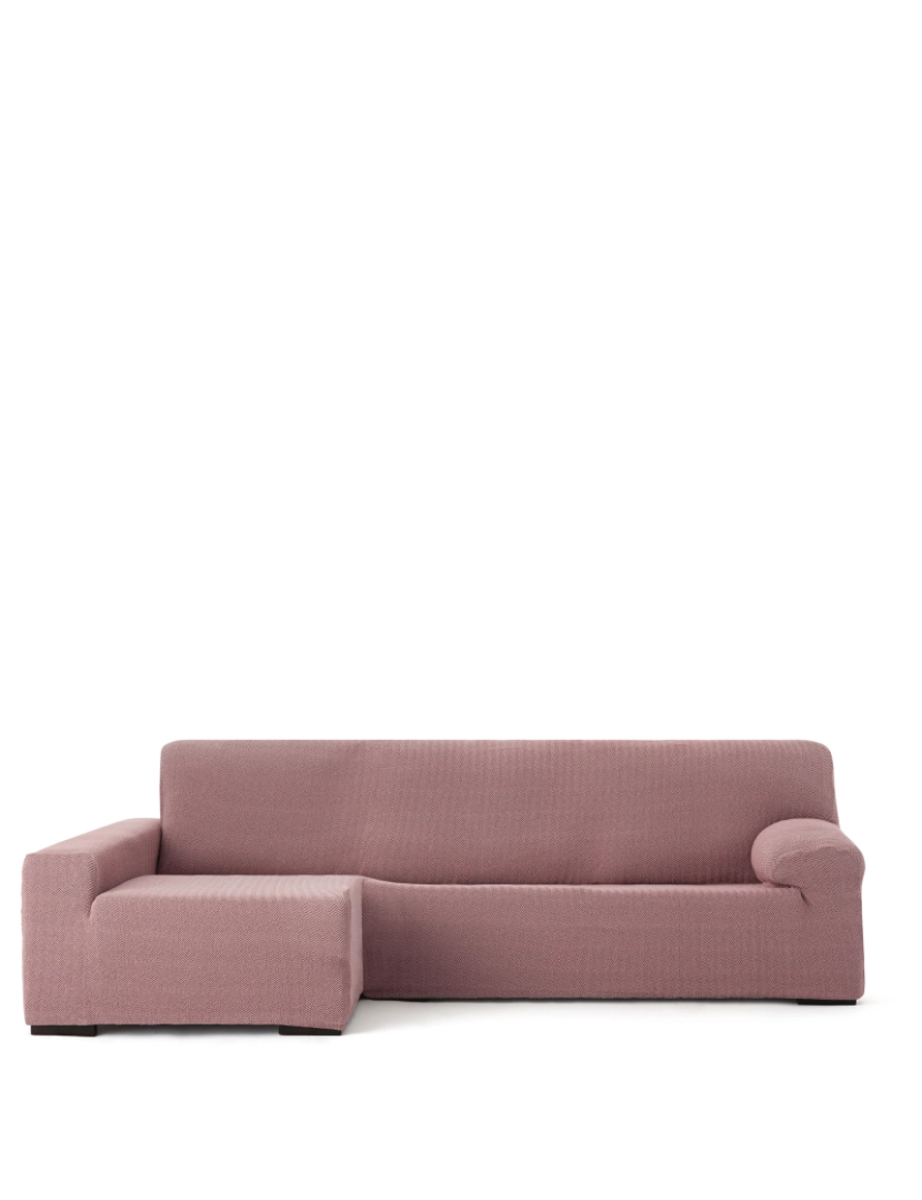 Milica - Capa de sofá chaise longue deixou  Premium Jaz. Tecido multielástico, capa adaptável a todos os tipos de sofás chaise longue. Cor rosa.