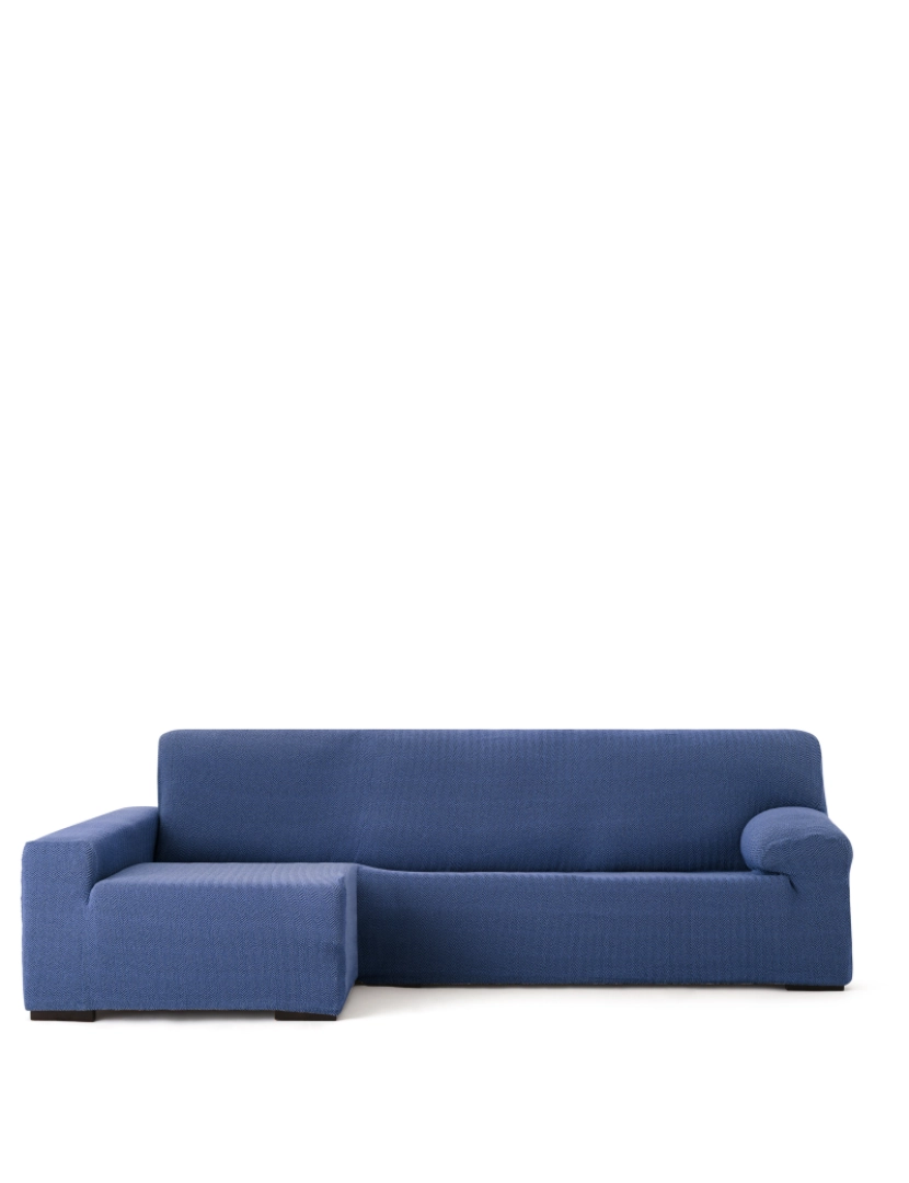 Milica - Capa de sofá chaise longue deixou  Premium Jaz. Tecido multielástico, capa adaptável a todos os tipos de sofás chaise longue. Cor azul.