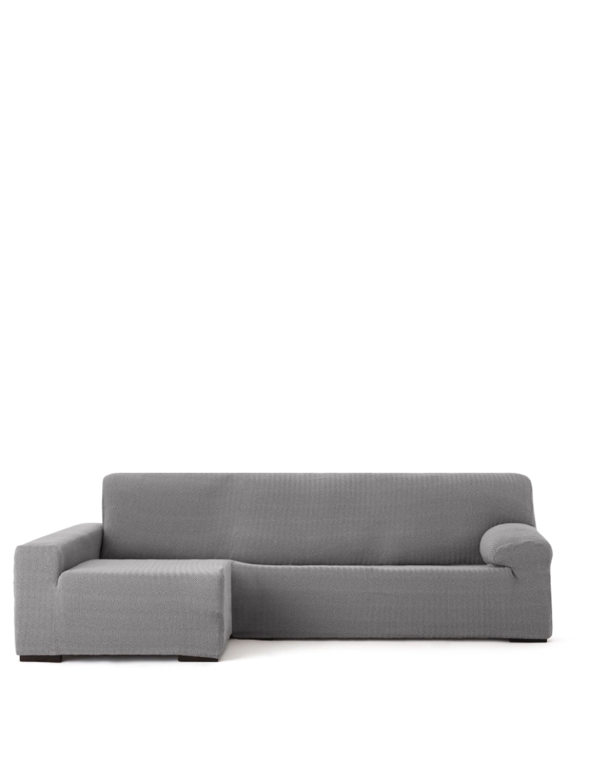 Milica - Capa de sofá chaise longue deixou  Premium Jaz. Tecido multielástico, capa adaptável a todos os tipos de sofás chaise longue. Cor cinza.