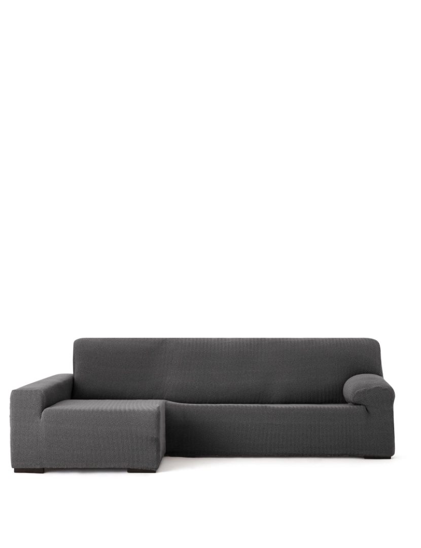 Milica - Capa de sofá chaise longue deixou  Premium Jaz. Tecido multielástico, capa adaptável a todos os tipos de sofás chaise longue. Cor da cinza escuro.