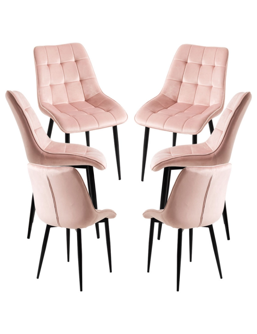 imagem de Pack 6 Cadeiras Cade Veludo - Rosa1