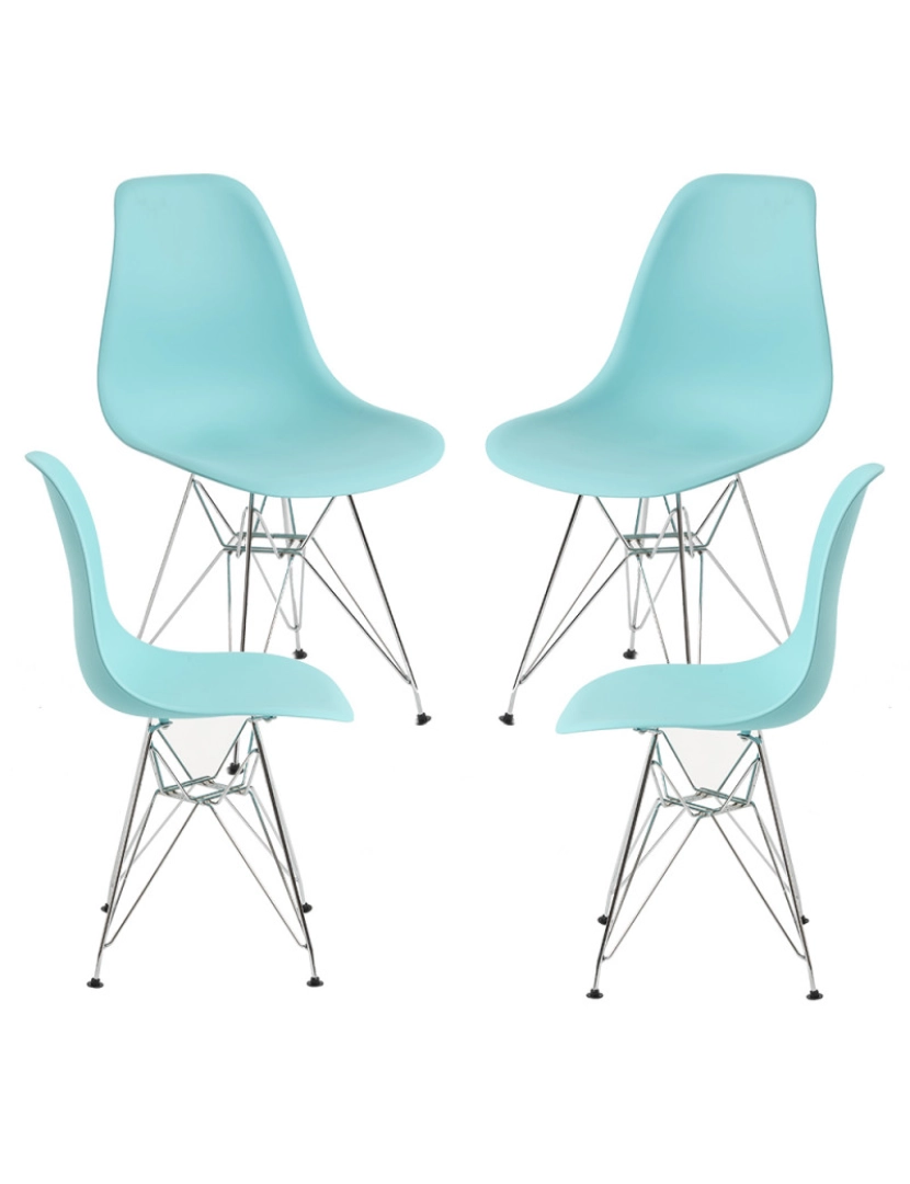 Presentes Miguel - Pack 4 Cadeiras Tower Metálicas - Verde-azulado