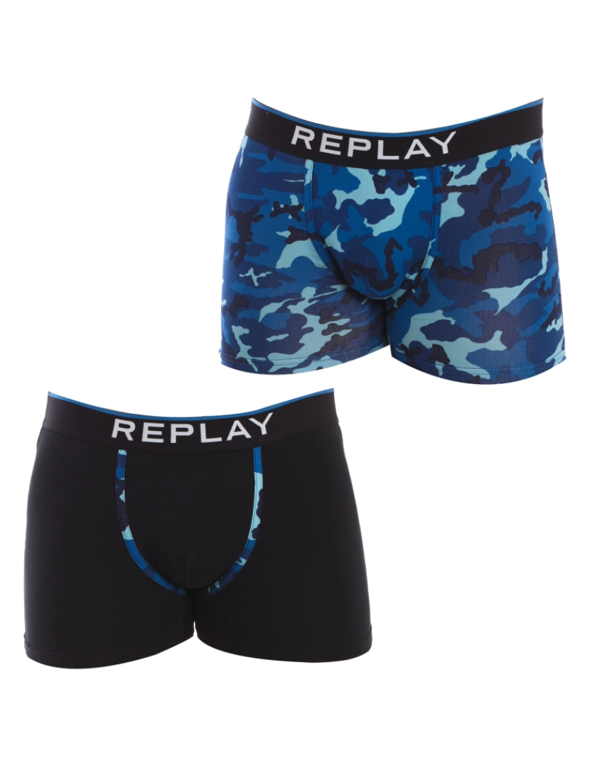 Replay - Boxers Homem Preto Azul