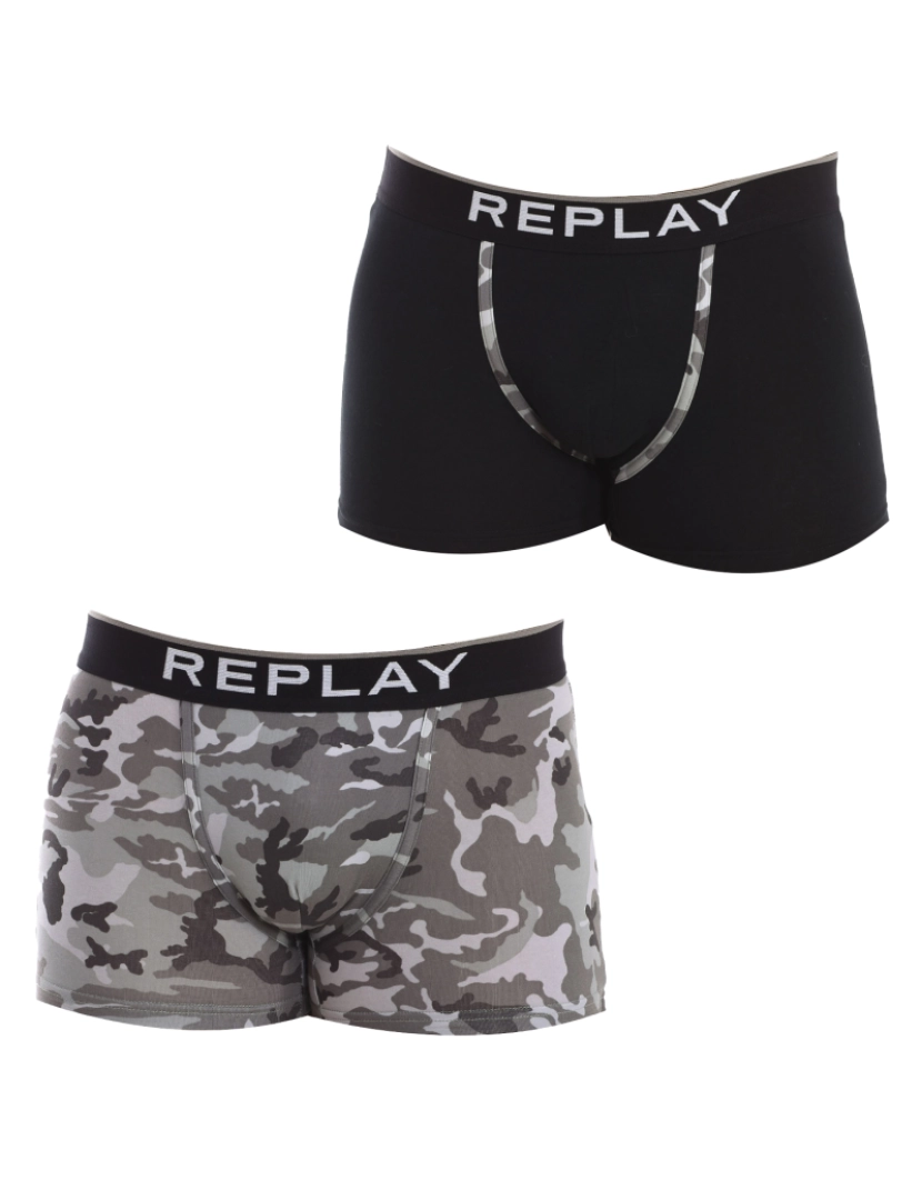 Replay - Boxers Homem Preto Cinza Claro