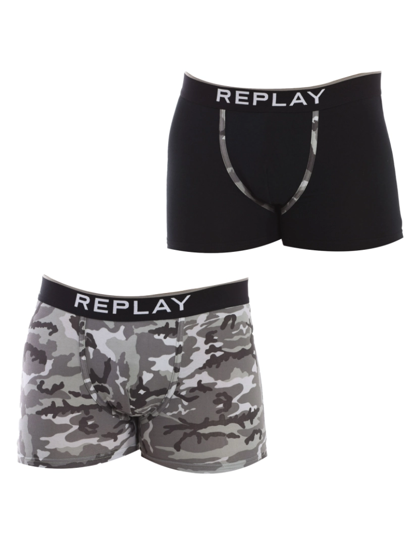 Replay - Boxers Homem Preto Cinza Claro