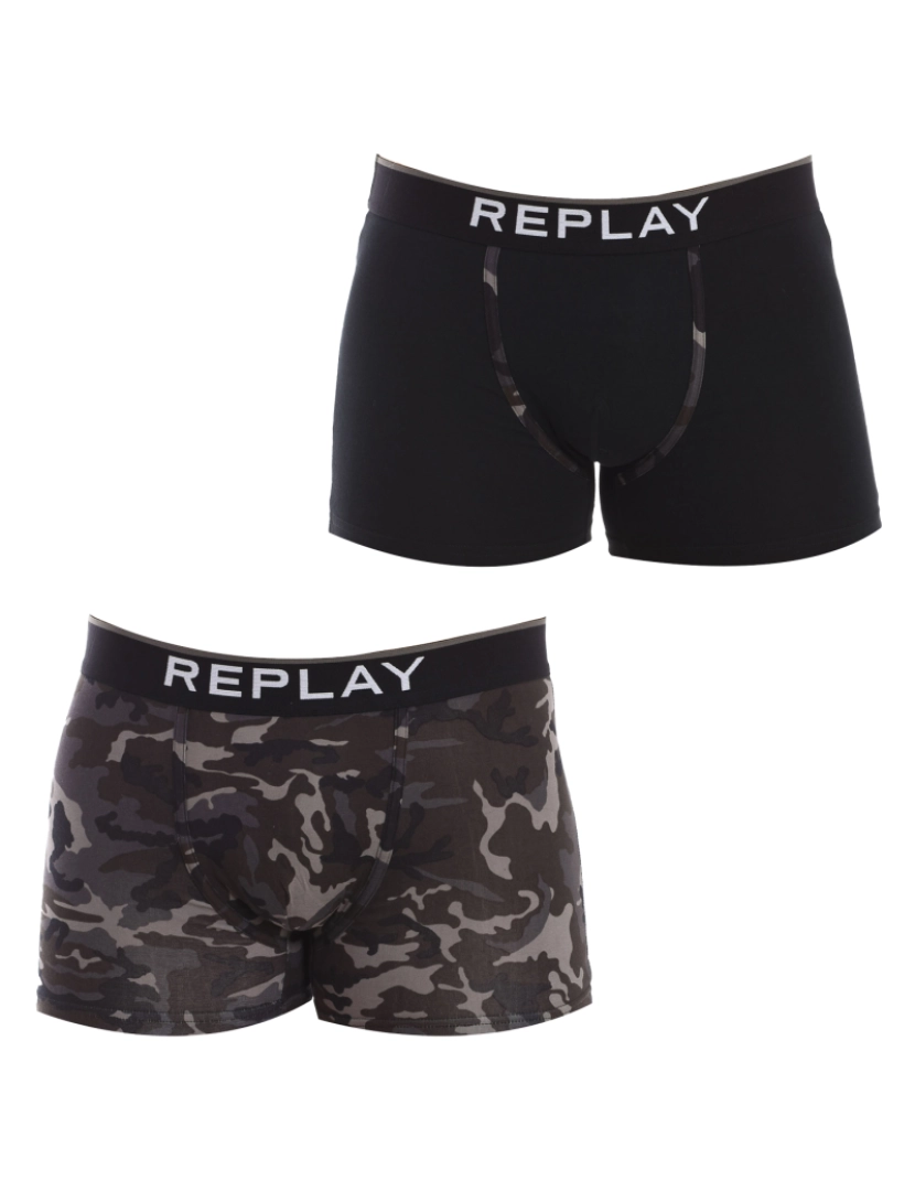 Replay - Boxers Homem Preto Cinza Escuro