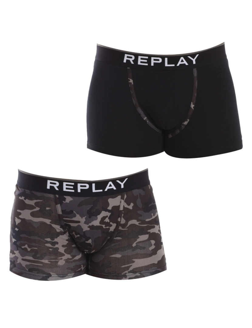 Replay - Boxers Homem Preto Cinza Escuro