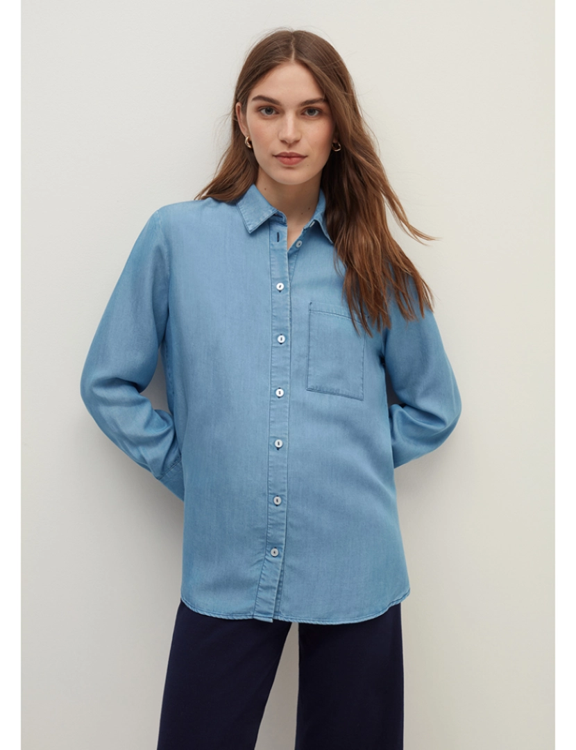 Stefanel - Camisa Denim Senhora Azul