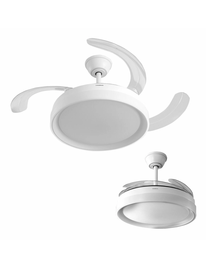 imagem de Ventoinha de Teto com Luz LED e 4 Pás Retráteis Blalefan InnovaGoods Branco 72 W Ø49,5-104 cm1