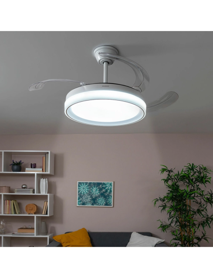 imagem de Ventoinha de Teto com Luz LED e 4 Pás Retráteis Blalefan InnovaGoods Branco 72 W Ø49,5-104 cm2