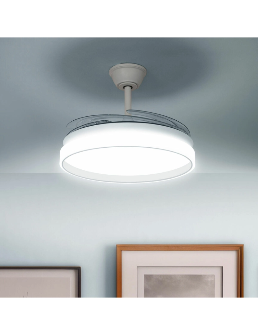 imagem de Ventoinha de Teto com Luz LED e 4 Pás Retráteis Blalefan InnovaGoods Branco 72 W Ø49,5-104 cm3