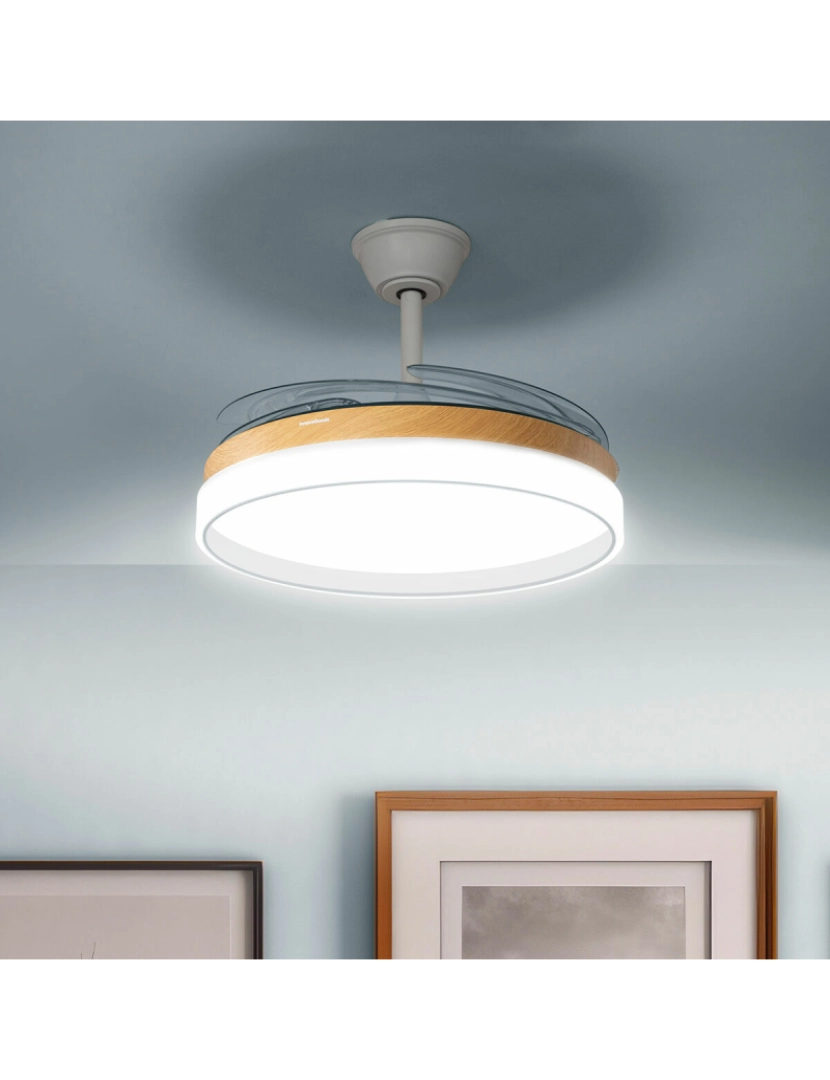 imagem de Ventoinha de Teto com Luz LED e 4 Pás Retráteis Blalefan InnovaGoods Madeira 72 W Ø49,5-104 cm3