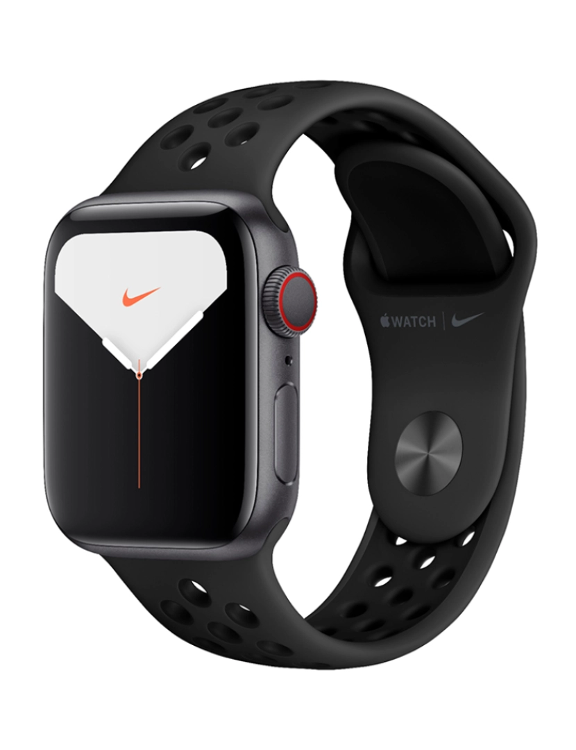 Apple - Apple Watch Series 5 Nike 40mm GPS+Cellular Aluminum Case Mostrador: Pulseira Cinza: Sport Black Grau B