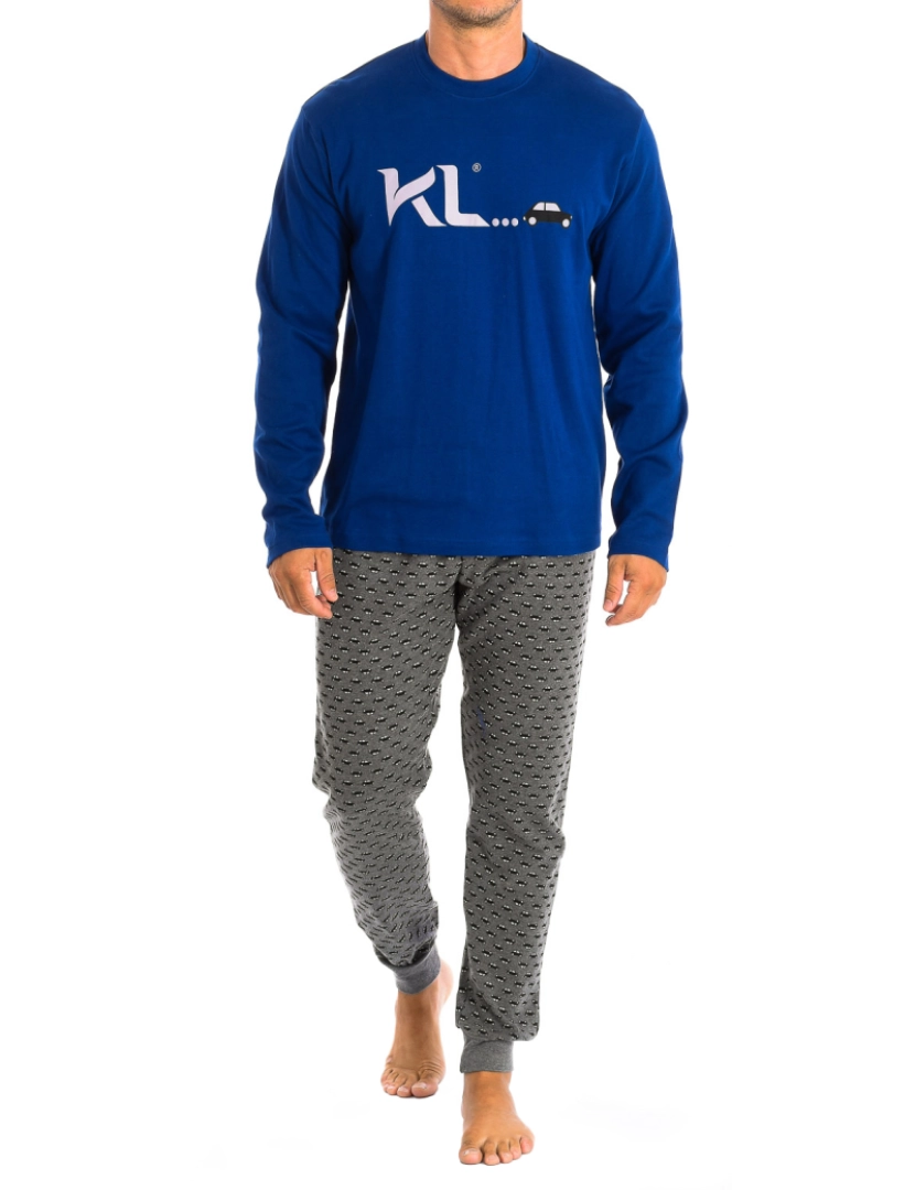 Kisses and Love - Pijama Manga Comprida Homem Azul Cinza