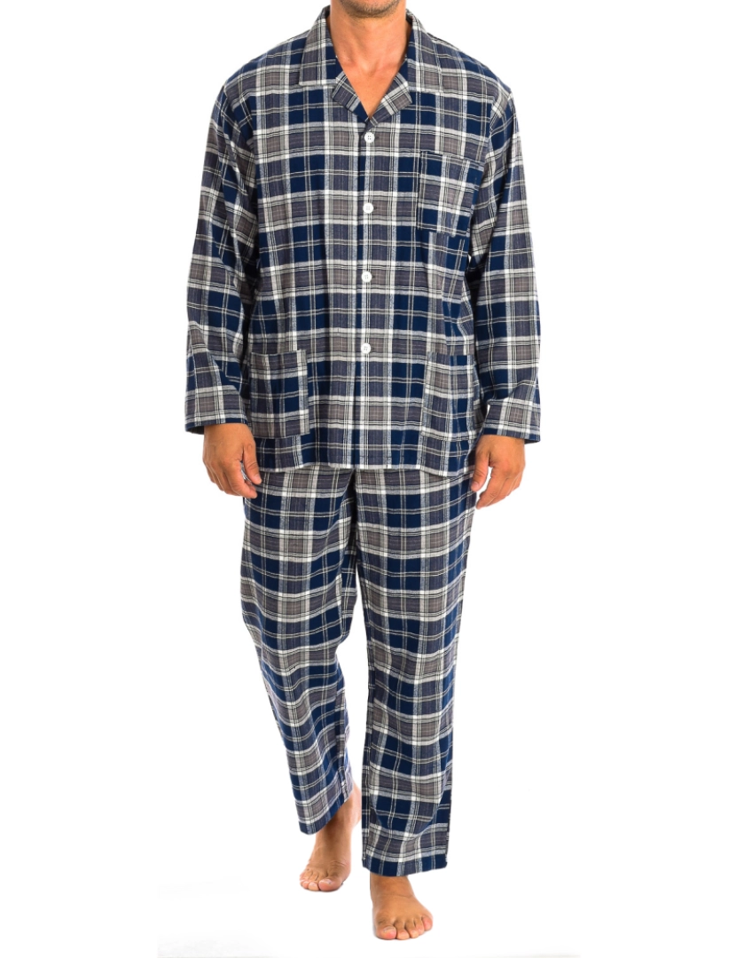 Kisses and Love - Pijama Manga Comprida Homem CheckeVermelho Marinho